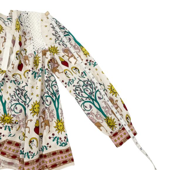 SANDRO Azucar Print Chiffon Blouse In Off White 2|M - Picture 12 of 12